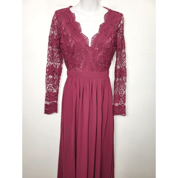 LULUS Awaken My Love Long Sleeve Lace Maxi Dress Crochet Open Back. Size Small - Picture 2 of 6